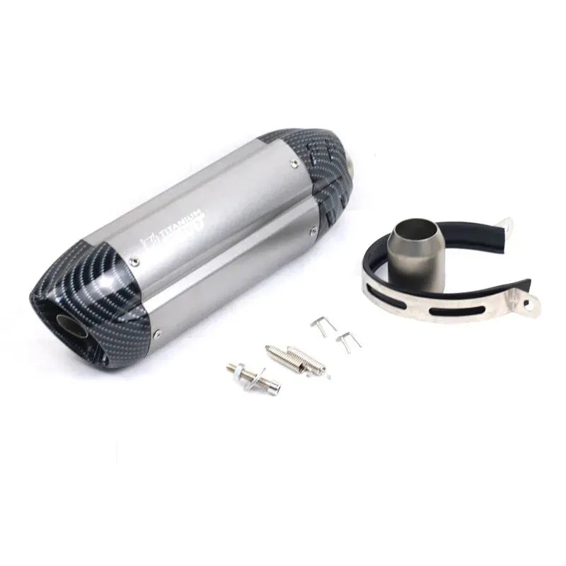 Stainless steel motorcycle exhaust pipe modification with hexagonal design and muffler