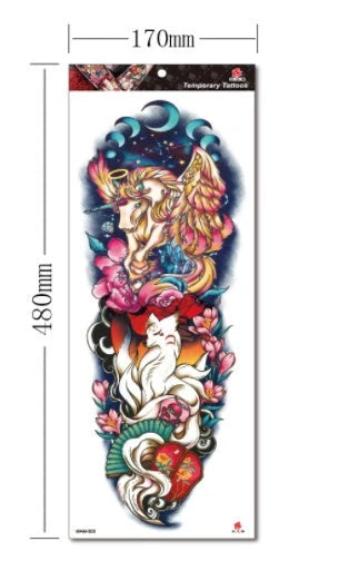 Waterproof full arm tattoo sticker with vibrant designs for temporary body art