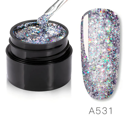 Bottle of colorful nail polish in shades RFA531 to RFA538, 10ml glass with glossy finish