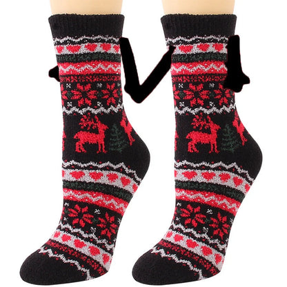 Christmas couple socks with magnetic suction feature in various animal patterns