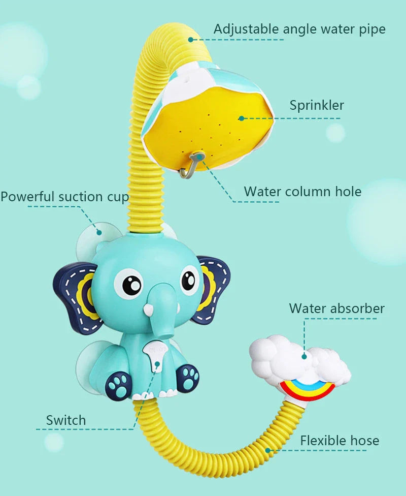 Elephant model electric water spray toy for kids bath time fun