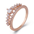 Gold micro-set crown ring with white gold inlay on copper base, unisex style