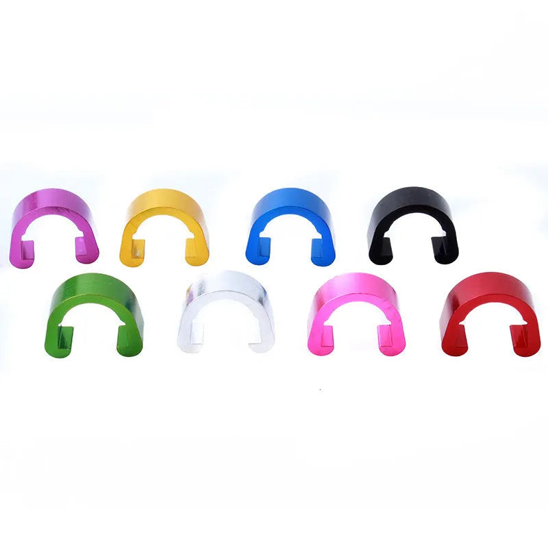 Aluminium alloy C-shaped buckle in multiple colours including black, blue, gold, green, pink, purple, red, and silver.