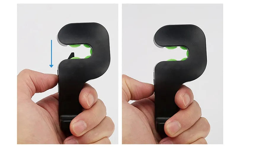 Pair of concealed plastic car seat back hooks for hanging bags and coats, available in black or white