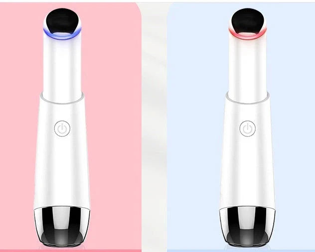 Portable eye massager with vibration and heat therapy to reduce wrinkles, dark circles, and puffiness around the eyes