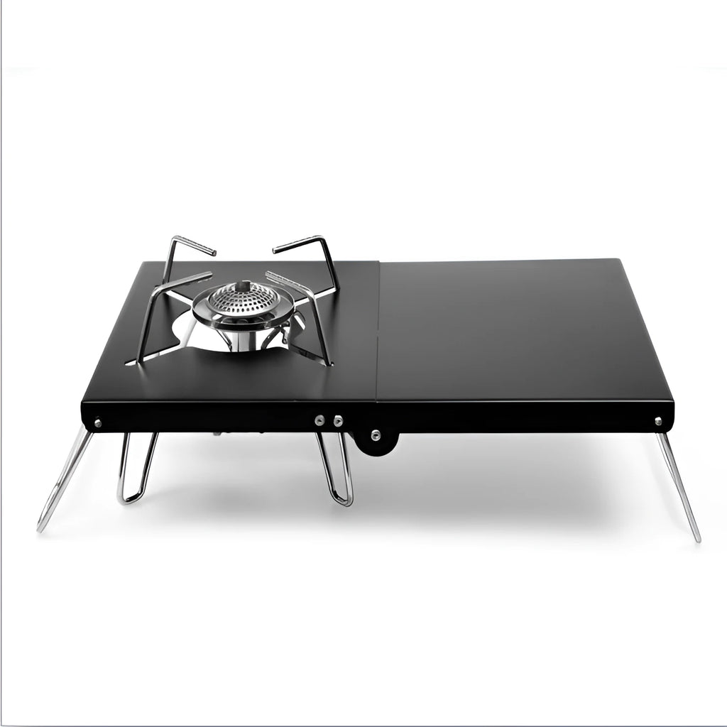 Folding aluminium alloy insulated camping stove holder expanded to 32x21cm, black colour
