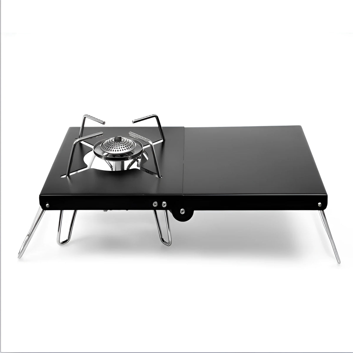 Folding aluminium alloy insulated camping stove holder expanded to 32x21cm, black colour