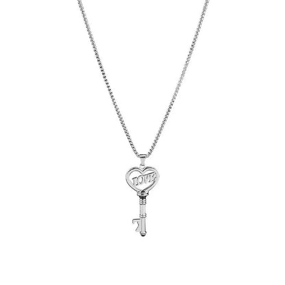 Stainless steel sweet heart key pendant choker necklace for women