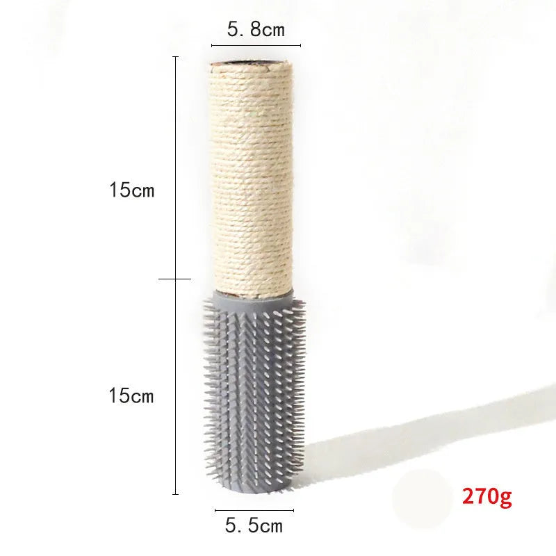 Brown cylindrical sisal scratching post for cats measuring 30cm tall with 5.8cm diameter