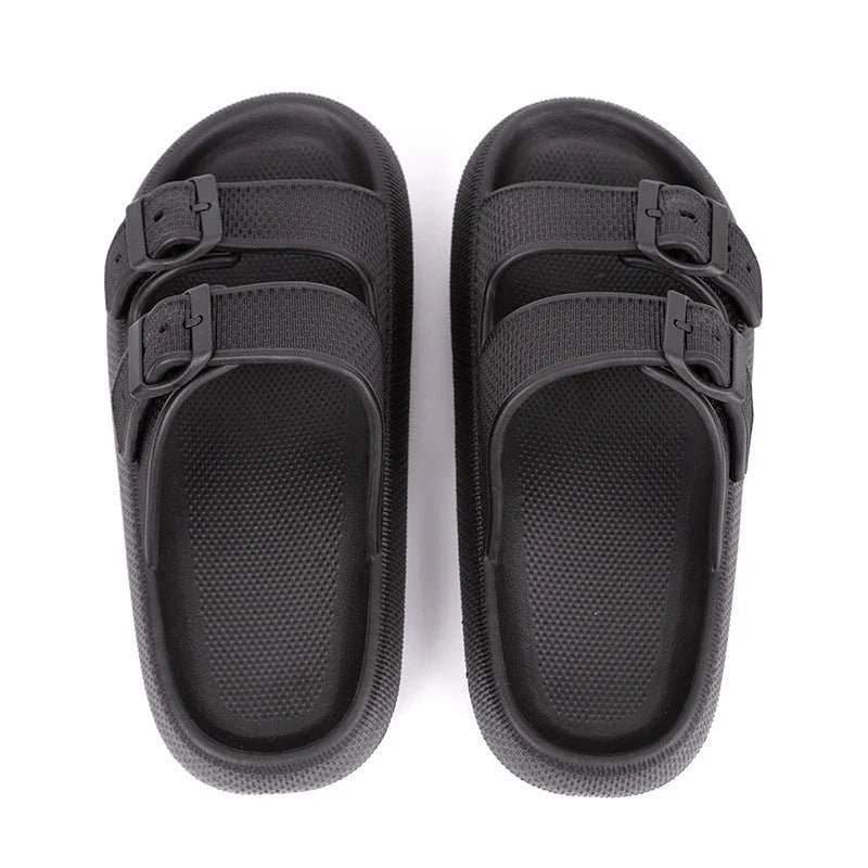 Women's summer platform slippers with soft EVA sole and buckle design