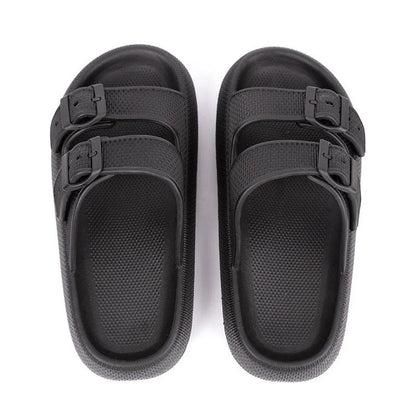 Stylish platform sandals in various colors, featuring a trendy buckle design and cushioned soles for comfort