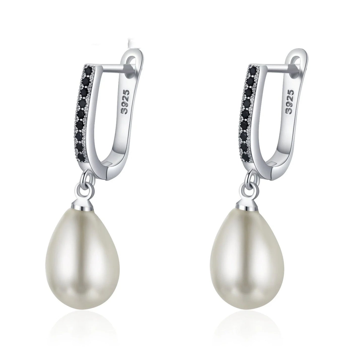 Black circle full rhinestone zircon earrings for women