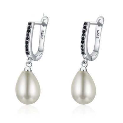 Black circle full rhinestone zircon earrings for women