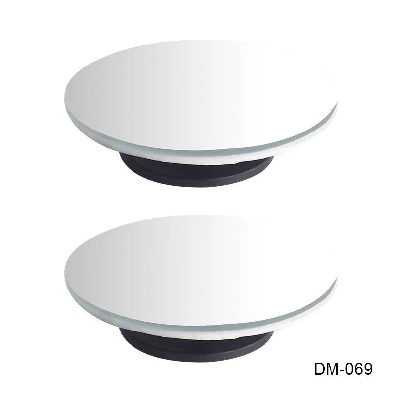 Universal adjustable car blind spot mirror with glass lens and adhesive mount shown in multiple colours.