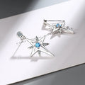 Women's Korean-style hexagonal star ear studs in copper with white gold plating, platinum colour