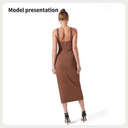 Women's lightweight polyester dress in black and coffee colours, sizes S to 3XL