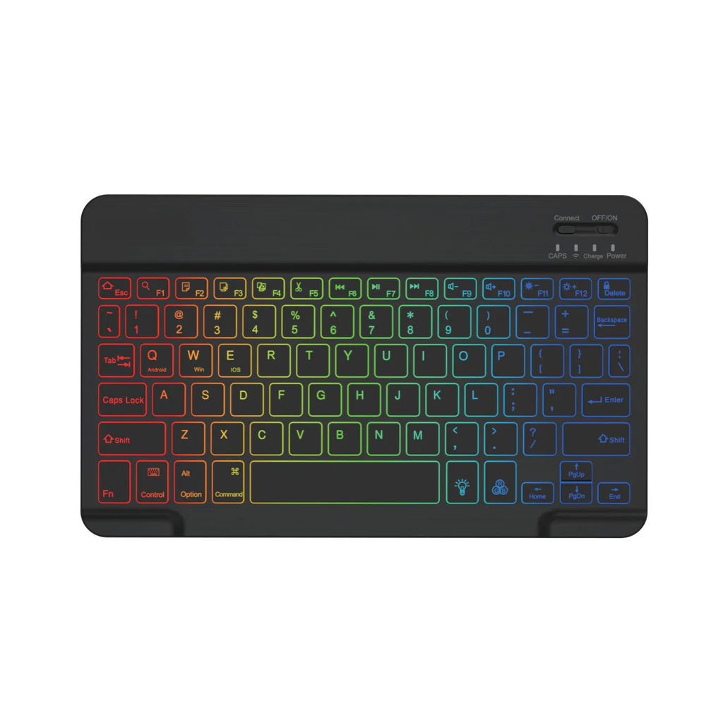 10-inch wireless Bluetooth keyboard with colourful backlit keys for mobile phones and tablets