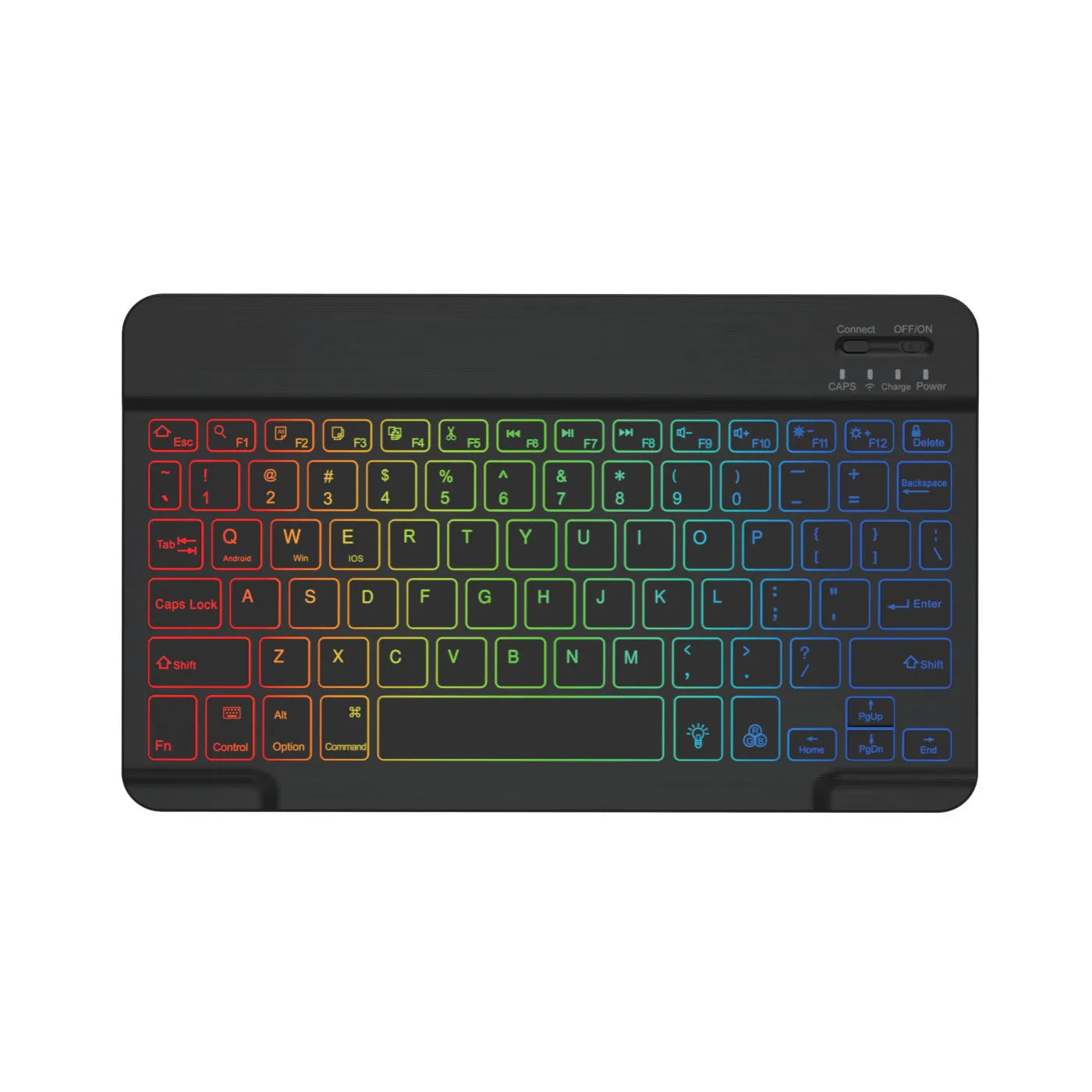 10-inch wireless Bluetooth keyboard with colourful backlit keys for mobile phones and tablets