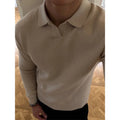 Men's loose knitted pullover in apricot colour, Japanese fresh style, long sleeves, relaxed fit