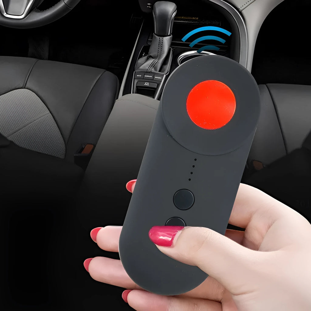 Black GPS signal detector with ABS housing measuring 93.8mm length with micro USB charging port