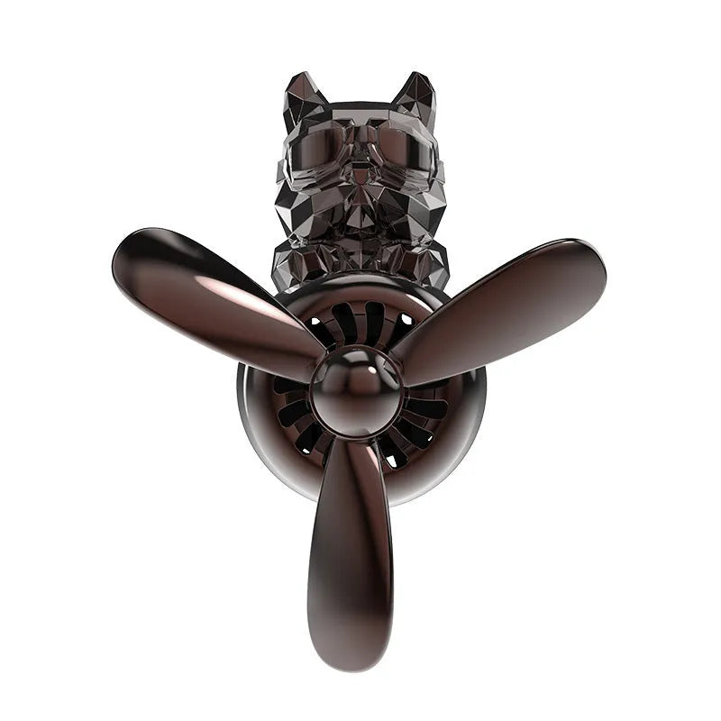 Car air vent aromatherapy with electroplated pit bull shape holder in black on a standard car air vent grill