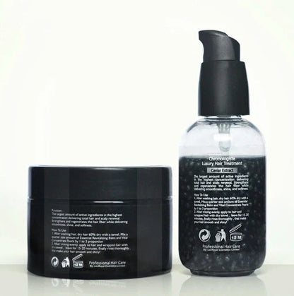 Caviar extract hair care set with 120ml and 60ml bottles for repairing damaged hair