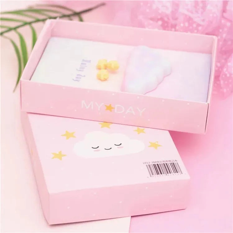 Cloud bubble light notebook with imitation leather cover, wireless binding, 12x17 cm, Love colour option