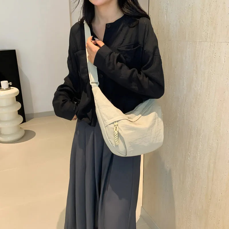 Nylon washed cloth shoulder bag large-capacity crossbody bag in multiple colours