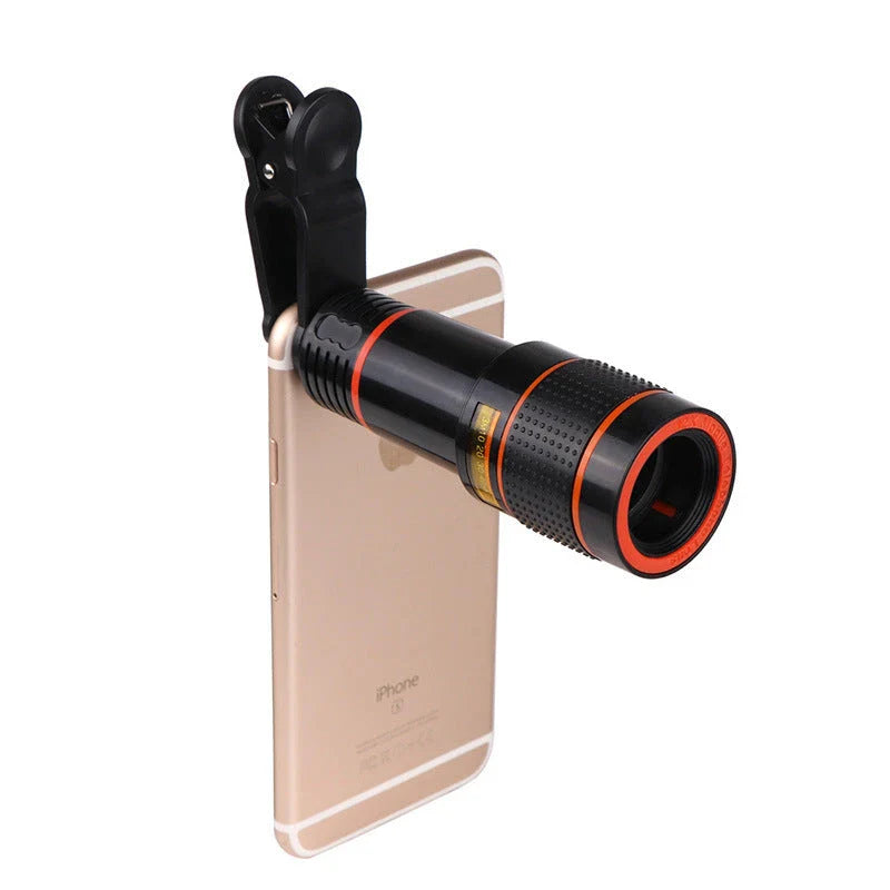 A powerful smartphone telescope lens with a clip-on design, providing a 12x zoom for enhanced mobile photography