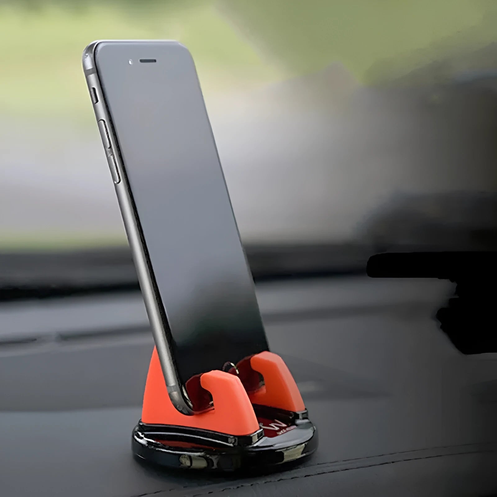Mini dashboard car phone holder made of PC and silicone with 360 degree rotation in black colour