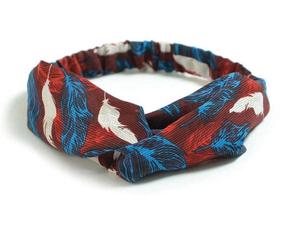 Women's retro style printed headband with elastic free size in vintage-inspired prints
