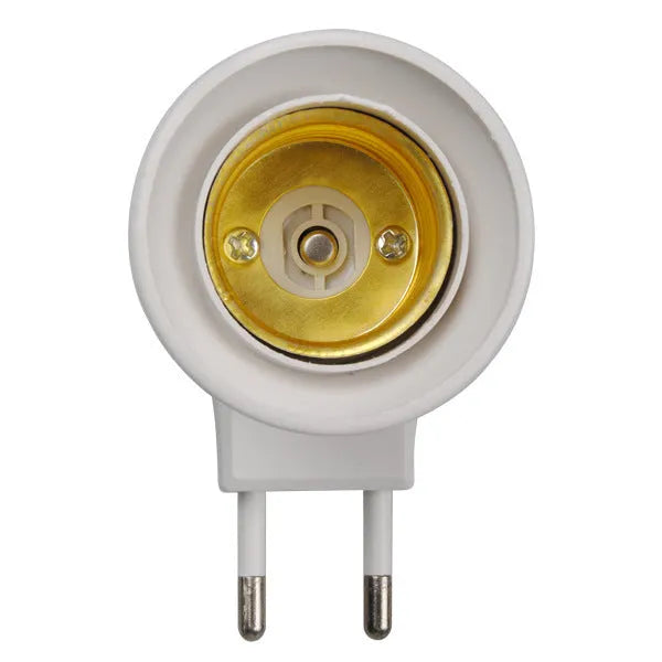 White E27 wall plug-in lamp holder with switch control and phenolic bakelite housing