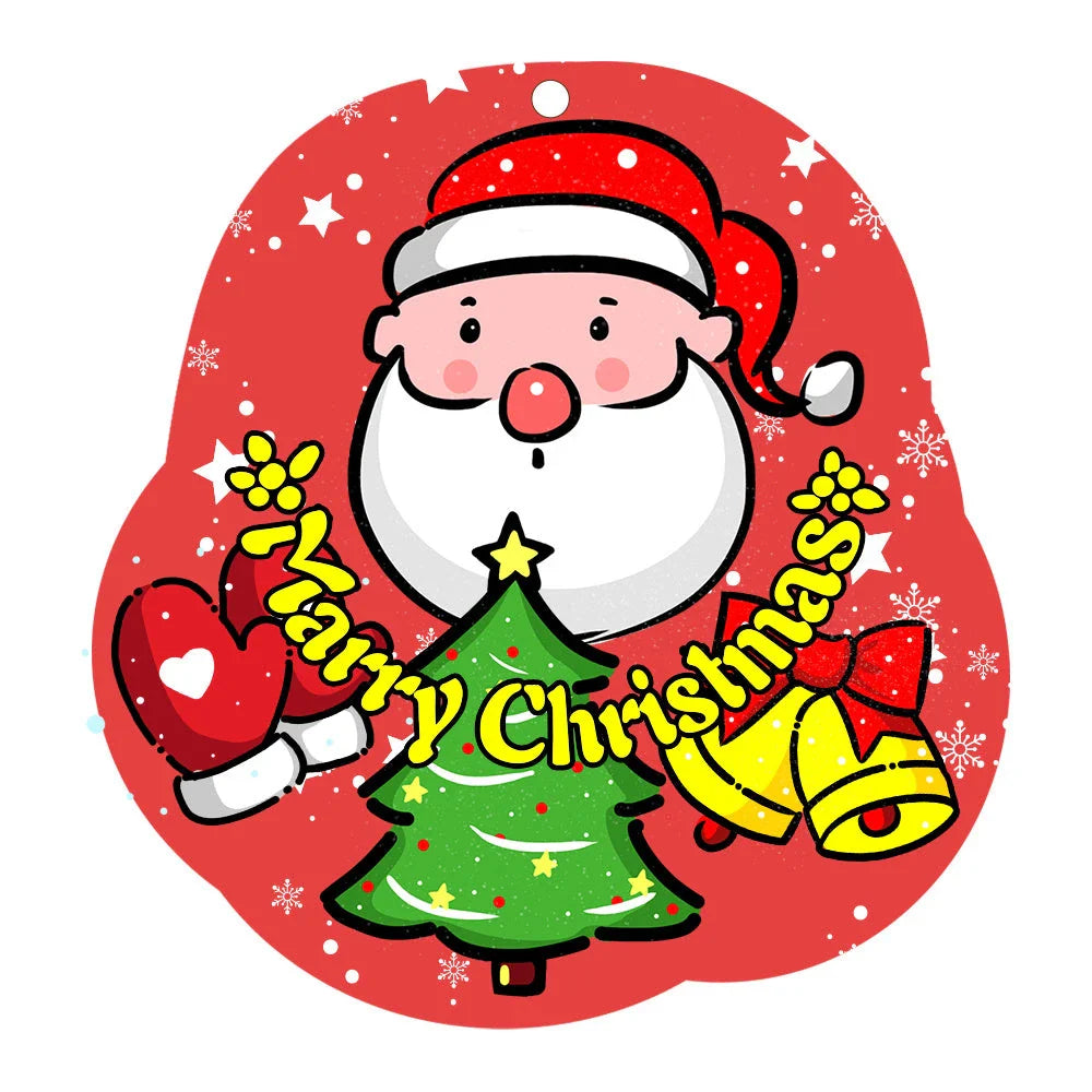 A charming acrylic car-shaped ornament with vibrant colors and a reflective finish, perfect for Christmas decor.