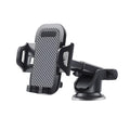 Black universal car phone holder for mobile phones between 4.0 and 7.0 inches wide.