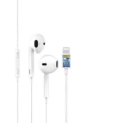 Automatic pop-up Bluetooth headset with lightning plug and in-ear design for wireless audio