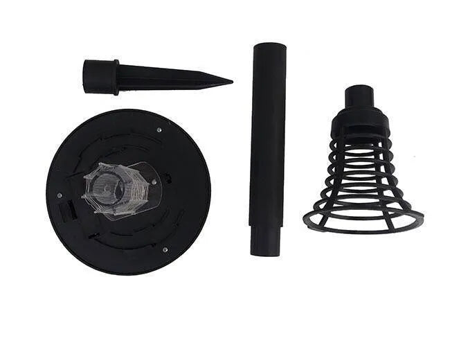 Black solar insect killing lawn lamp with dual white and UV purple lights for garden mosquito control