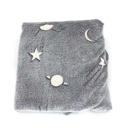 Glowing stars and moons polyester wool blanket for nighttime comfort