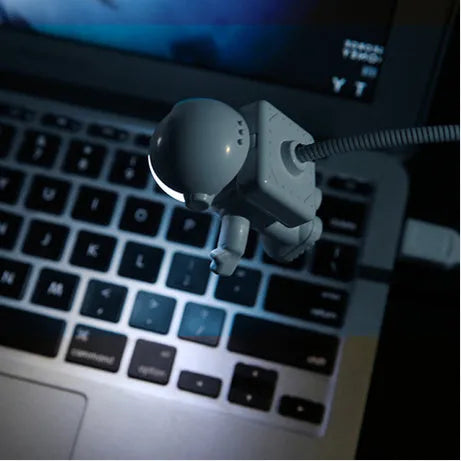 Astronaut USB desk lamp with flexible gooseneck arm, compact 92x78x106mm ABS+PS construction, industrial style