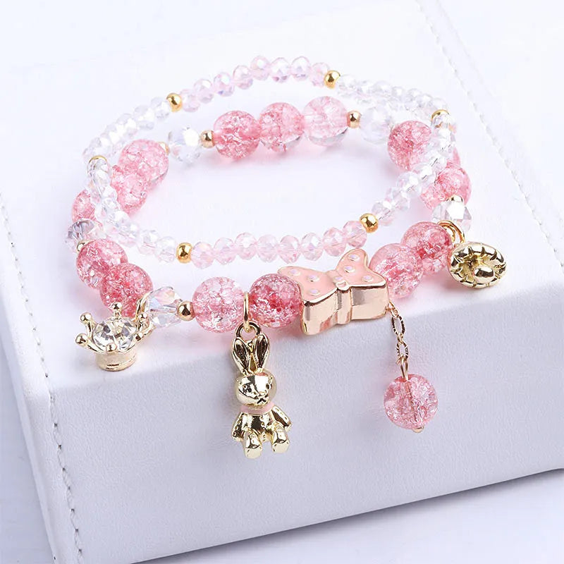 Handmade crystal bracelet for women in versatile colours Peach Blue Purple