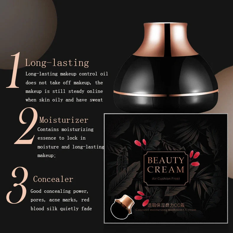 Concealer moisturising CC cream container showing ivory white and natural colour options