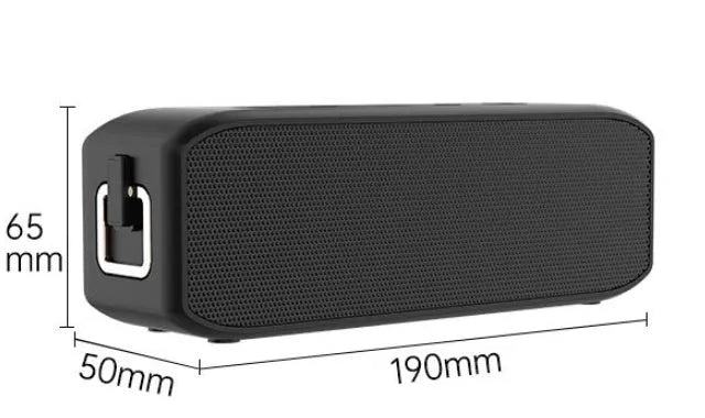 Black wireless waterproof Bluetooth speaker with button controls and USB port