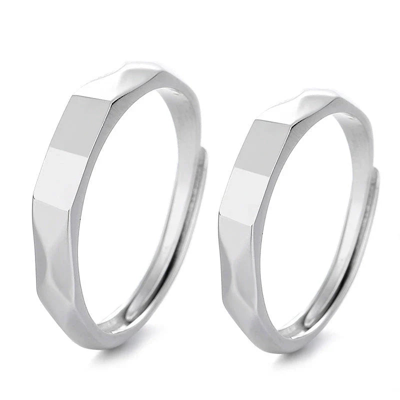 S925 Sterling Silver Love Pattern Rings for couples with adjustable opening