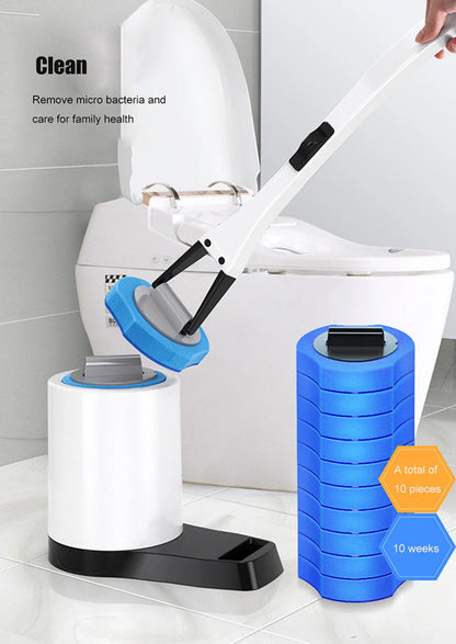 Seamless Toilet Scrubber with Flexible Sponge-like Head and Ergonomic Wand for Hands-free Cleaning