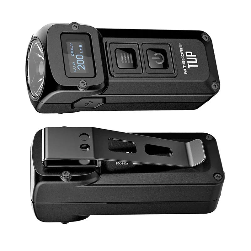 Knight Cole TUP Black Technology Metal Car Key Flashlight with OLED display