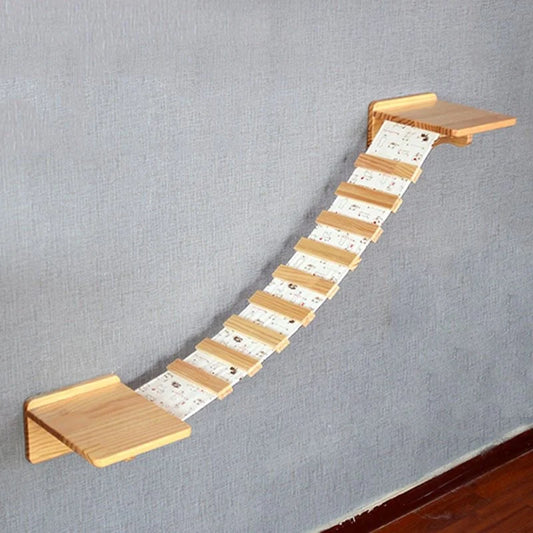 Solid wood wall-mounted cat jumping platform for feline fun and exercise