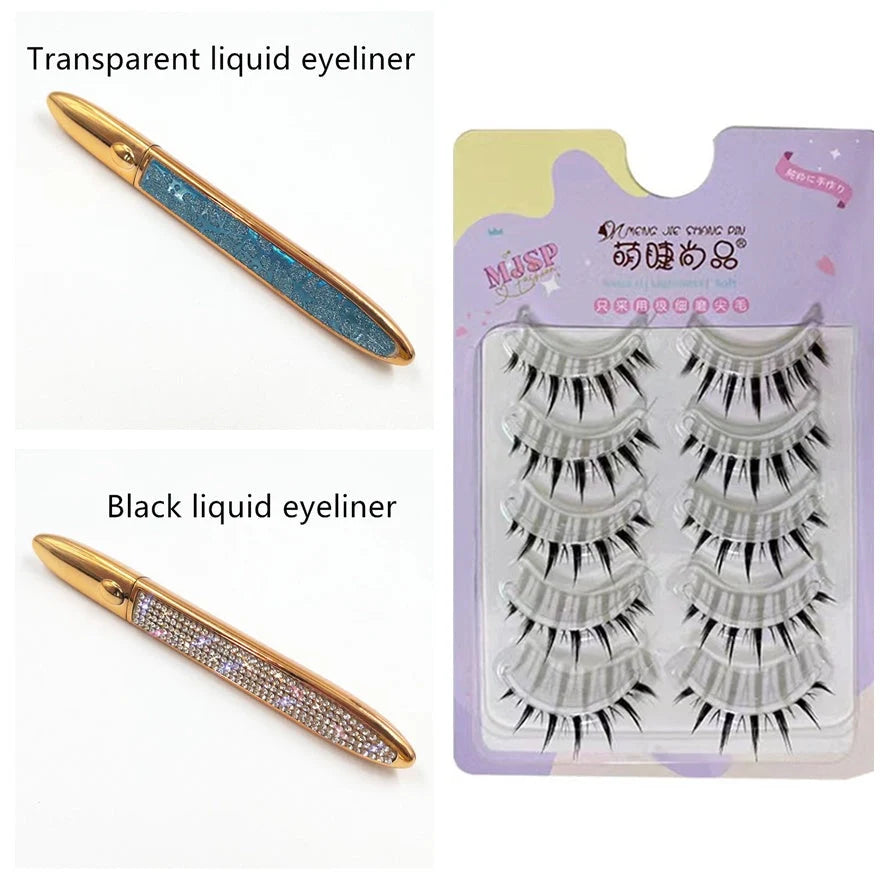 Multicolour self-adhesive false eyelashes with eyeliner for easy application