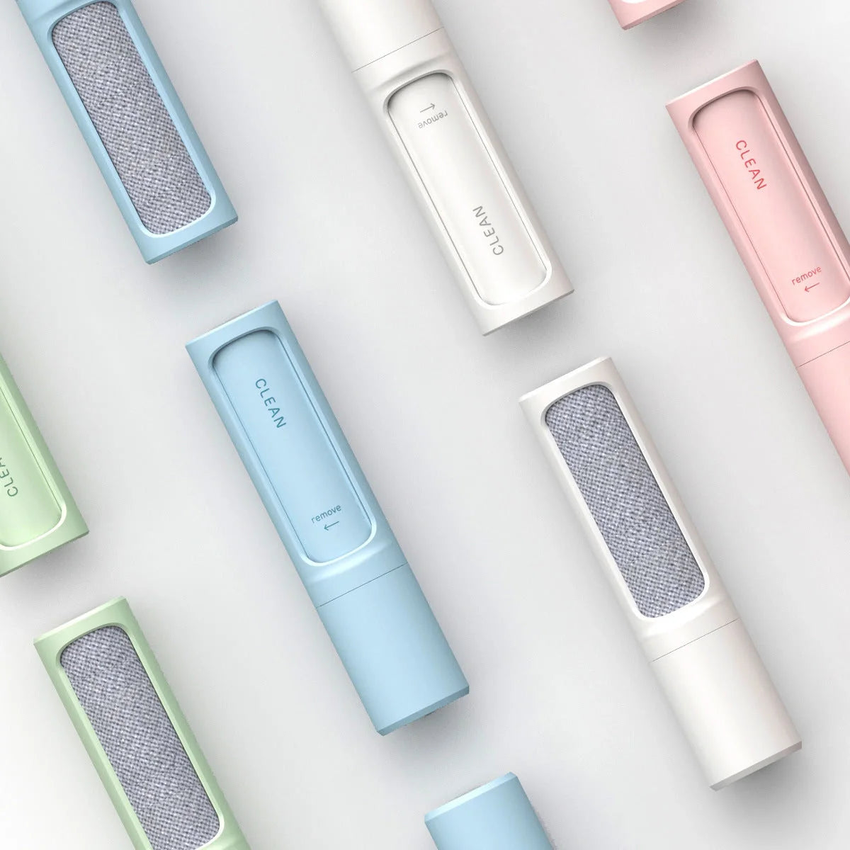 Rotating cylinder electrostatic hair remover brush in multiple colours