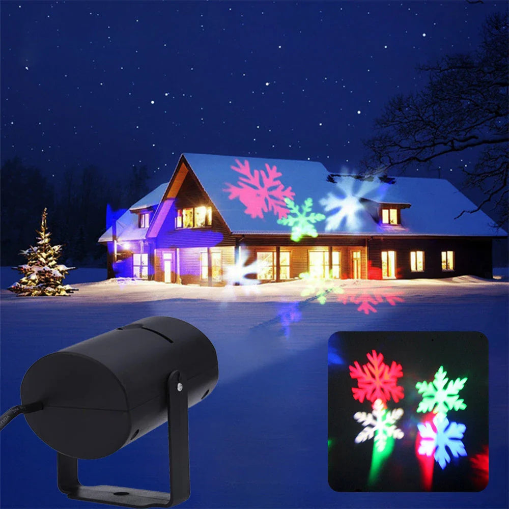Christmas LED Laser Projector with colourful rotating patterns for festive decorations