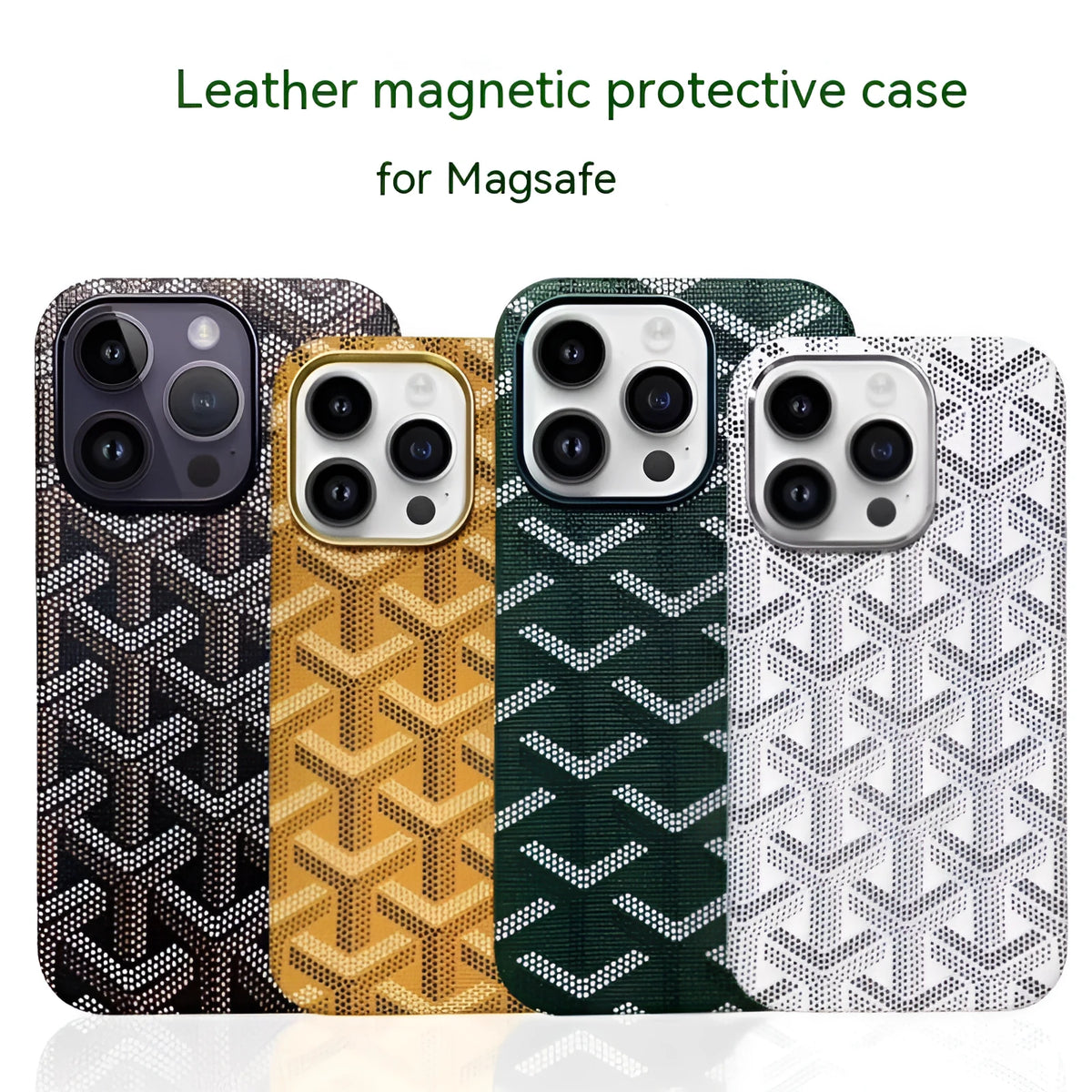 Leather magnetic drop-resistant phone case for Apple iPhone in gold with all-inclusive design
