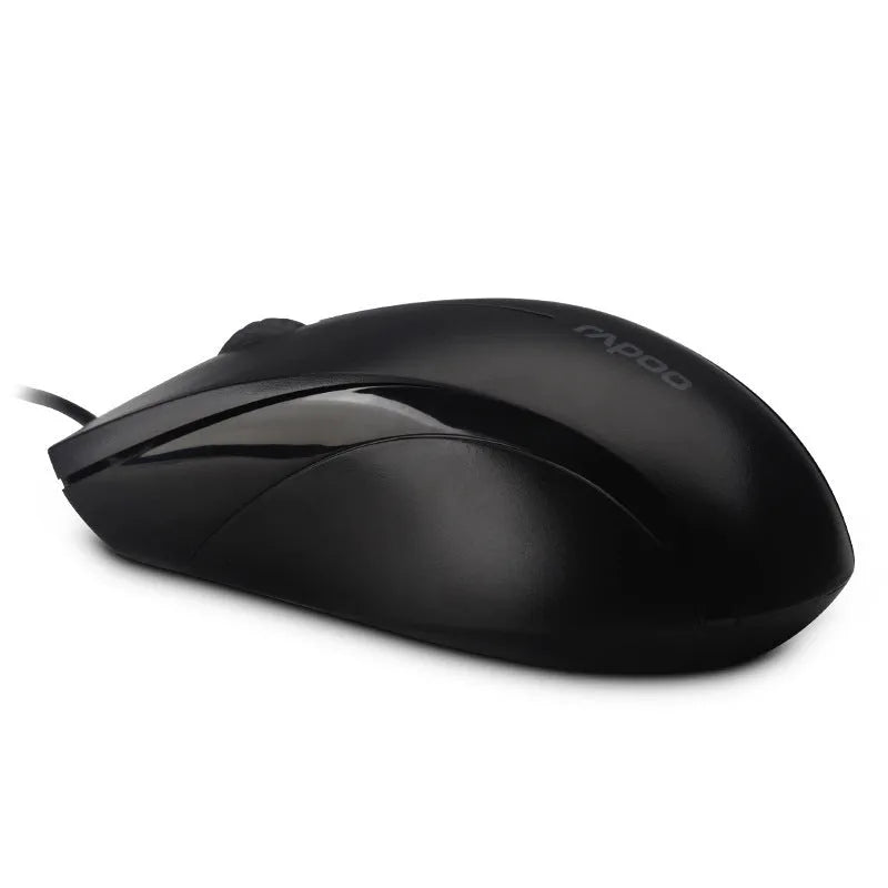 Black wired USB optical mouse with 1000dpi and 1.5m cable for desktop computer